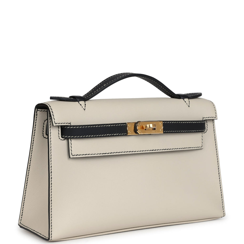 Hermes Special Order (HSS) Kelly Pochette Beton and Black Swift Gold Hardware - Image 3