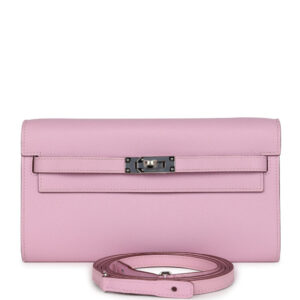 Hermes Kelly Wallet To Go Mauve Sylvestre Epsom Palladium Hardware