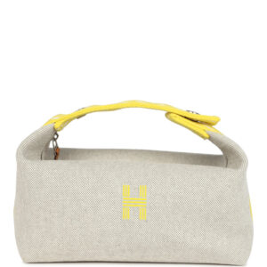 Hermes Bride A Brac Case PM Jaune Citron Plume Canvas Palladium Hardware