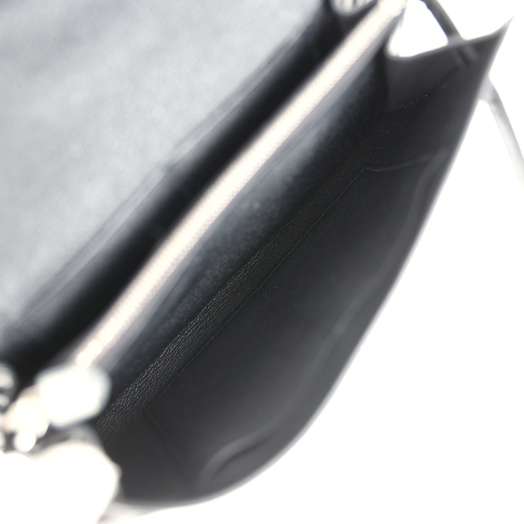 Hermes Kelly Wallet To Go Black Shiny Alligator Palladium Hardware - Image 10