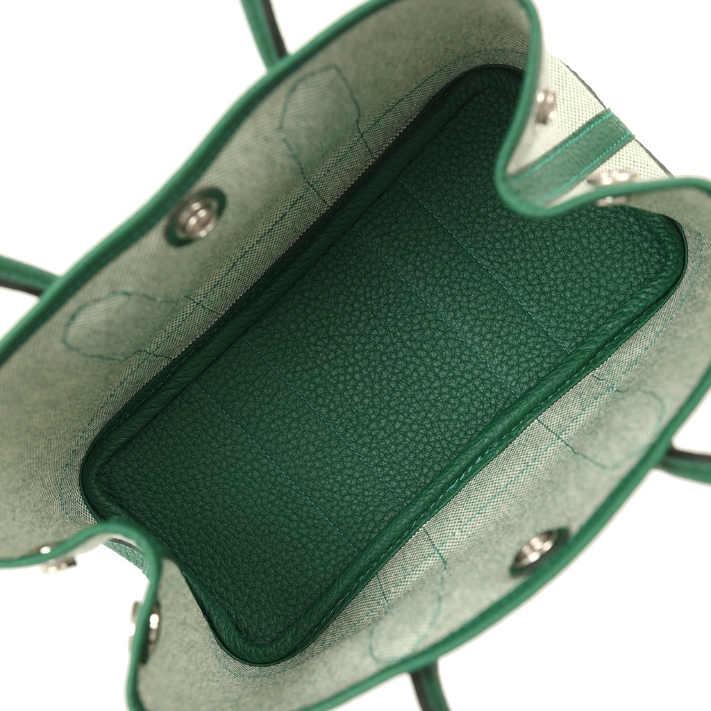 Hermes Garden Party Neo 23 Vert Moyen-Ecru Toile H Canvas and Vert Moyen Negonda Palladium Hardware - Image 8