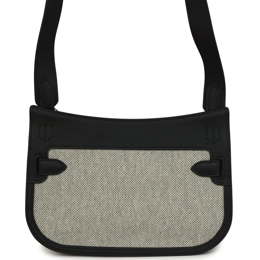 Hermes Mini Jypsiere Black and Ecru Toile H Black Swift Palladium Hardware - Image 5