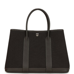 Hermes Garden Party 30 Ebene Toile Officier Canvas and Negonda Palladium Hardware