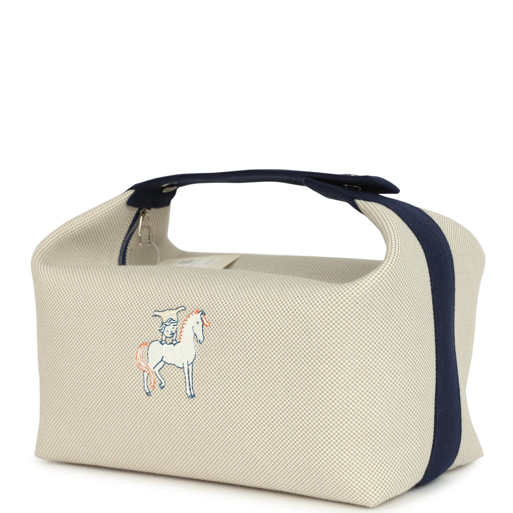 Hermes Bride A Brac Cabriole GM Gris Perle and Bleu Canvas Palladium Hardware - Image 6