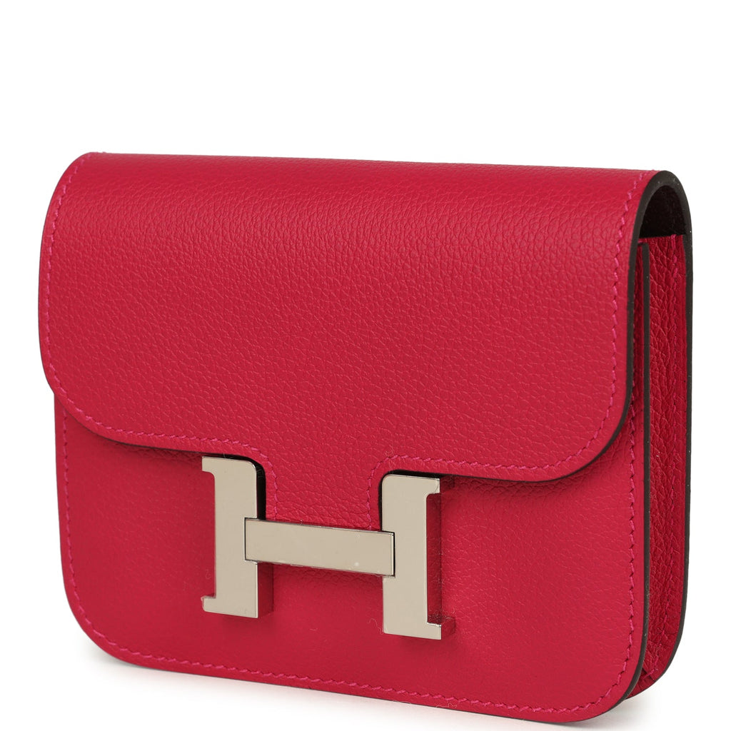 Hermes Constance Slim Wallet Framboise Verso Evercolor Palladium Hardware - Image 6
