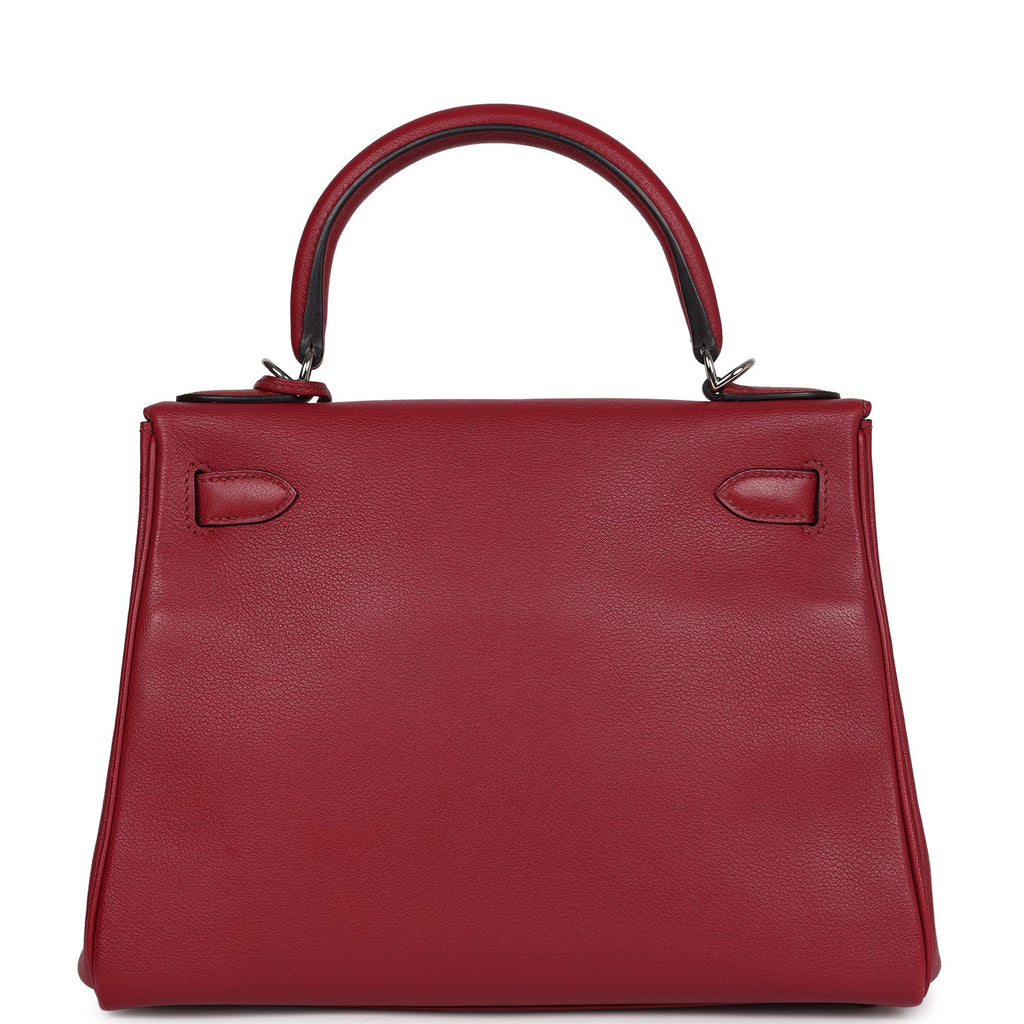 Pre-owned Hermes Kelly Retourne 28 Rouge Grenat Evercolor Palladium Hardware - Image 5