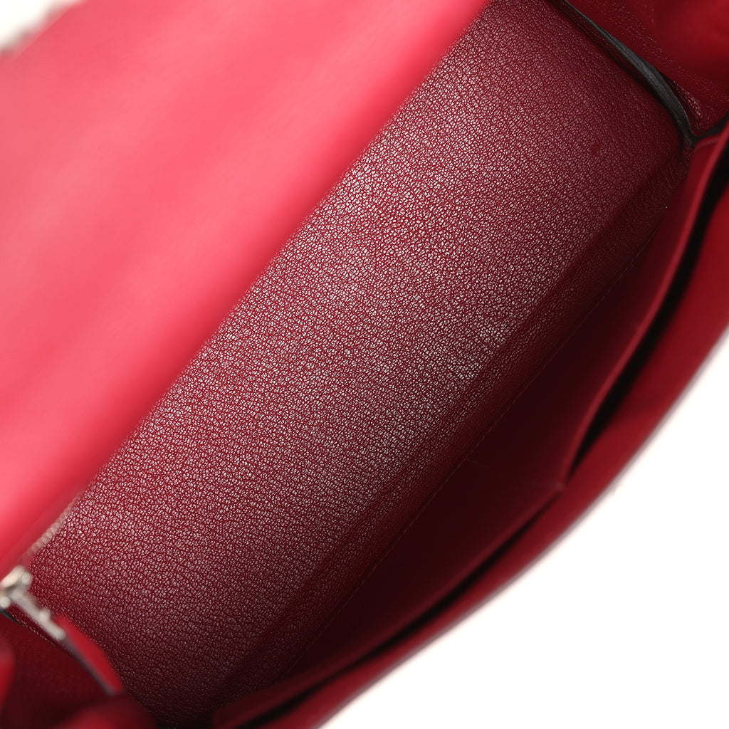 Pre-owned Hermes Kelly Retourne 28 Rouge Grenat Evercolor Palladium Hardware - Image 9