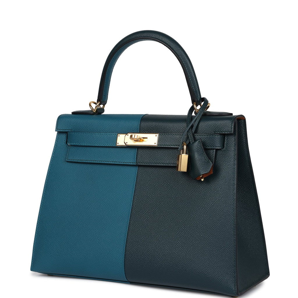 Hermes Kelly Sellier 28 Casaque Vert Cypres and Vert Bosphore Epsom Gold Hardware - Image 6