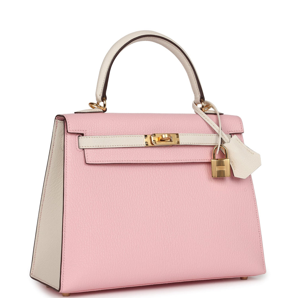 Hermes Special Order (HSS) Kelly Sellier 25 Rose Sakura and Nata Chevre Gold Hardware - Image 3