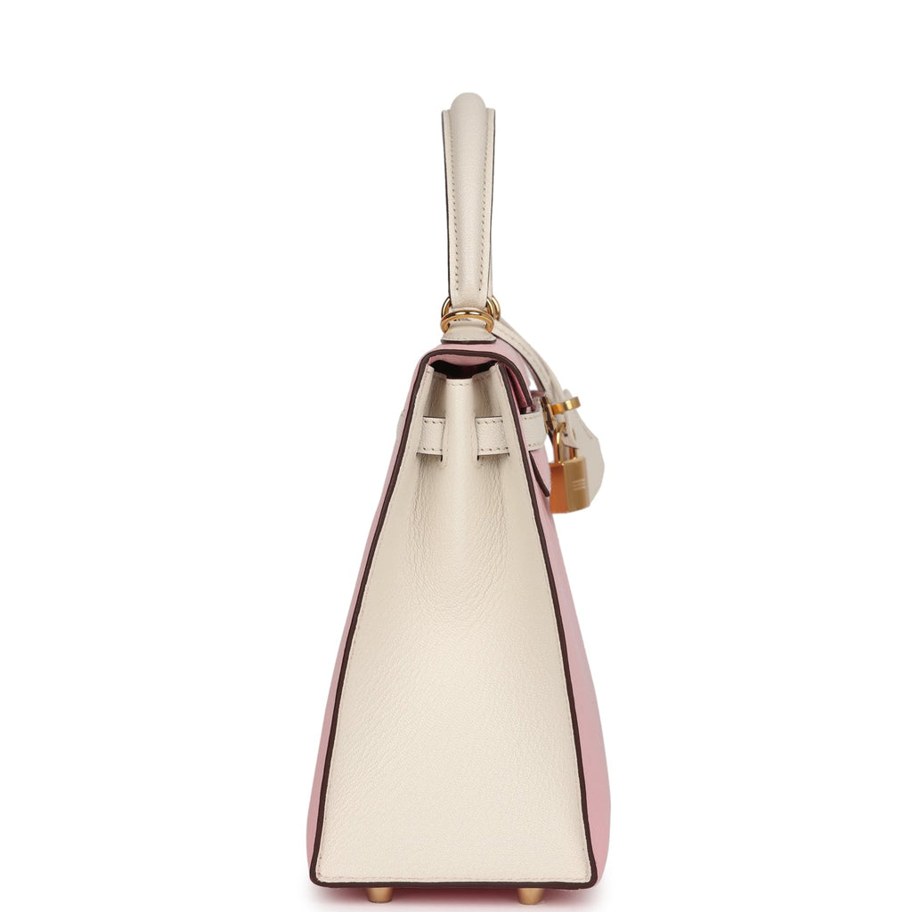 Hermes Special Order (HSS) Kelly Sellier 25 Rose Sakura and Nata Chevre Gold Hardware - Image 4