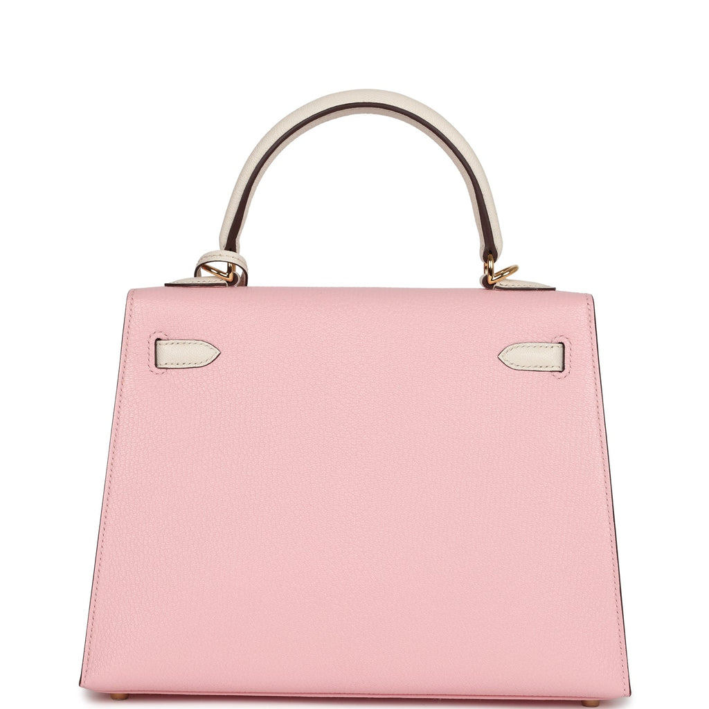 Hermes Special Order (HSS) Kelly Sellier 25 Rose Sakura and Nata Chevre Gold Hardware - Image 5