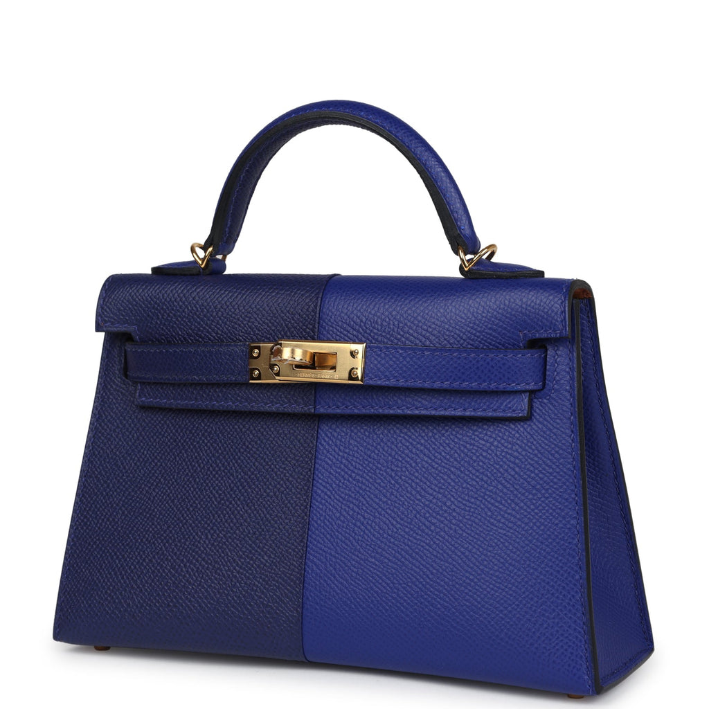 Hermes Casaque Kelly Sellier 20 Bleu Electric and Bleu Encre Epsom Gold Hardware - Image 6