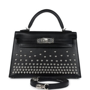 Hermes Kelly Sellier 20 Clouté Black Box Palladium Hardware