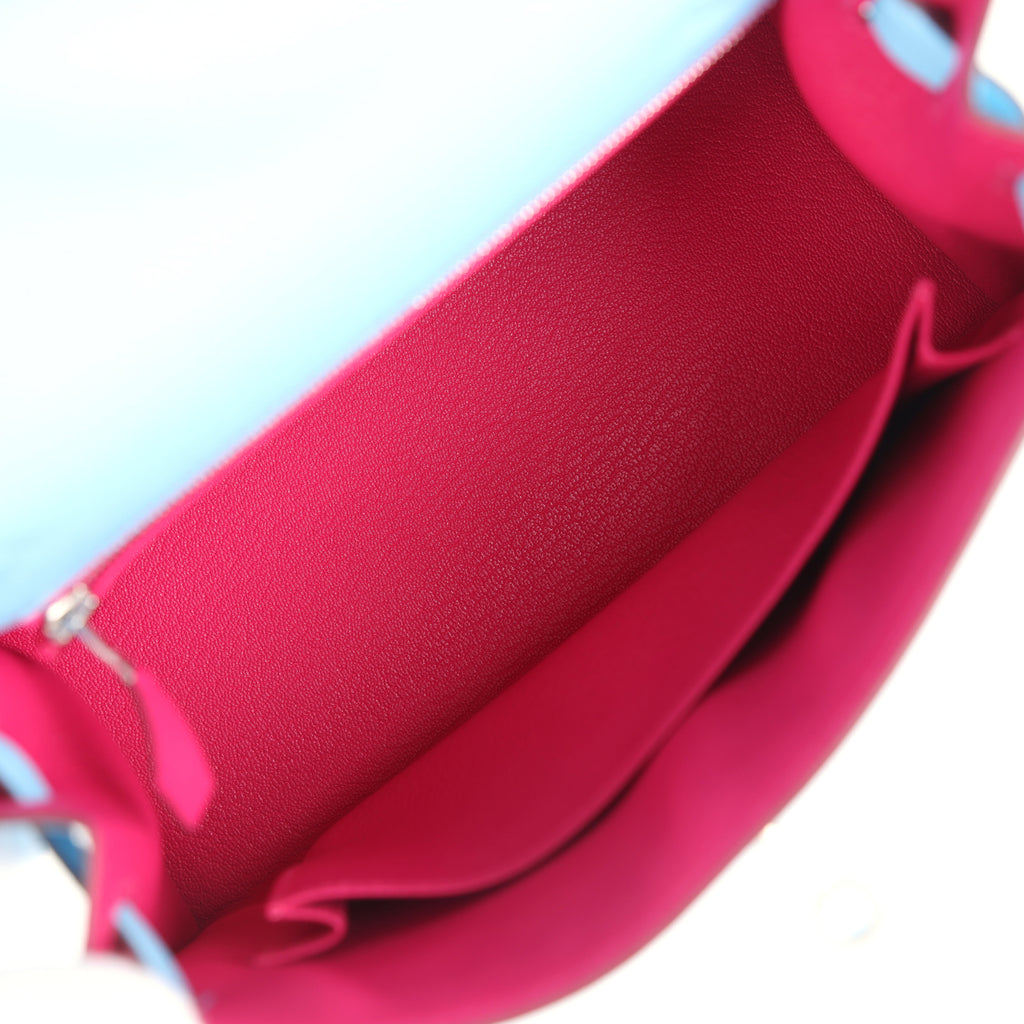 Hermes Special Order (HSS) Kelly Sellier 25 Bleu Celeste Verso Epsom Palladium Hardware - Image 9