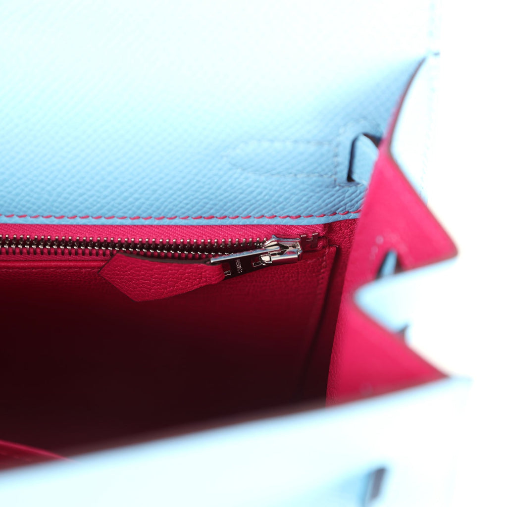 Hermes Special Order (HSS) Kelly Sellier 25 Bleu Celeste Verso Epsom Palladium Hardware - Image 10