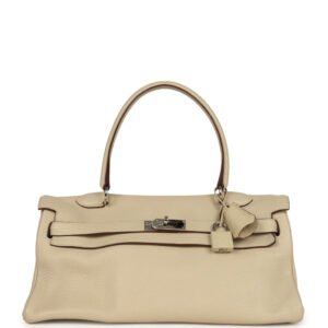 Vintage Hermes Shoulder Kelly 42 JPG Parchemin Clemence Palladium Hardware