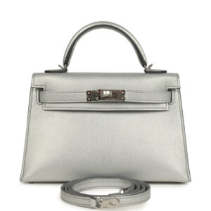 Hermes Kelly Sellier 20 Argent Chevre Chamkilight Palladium Hardware