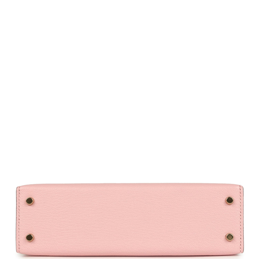 Hermes Special Order (HSS) Kelly Sellier 20 Rose Sakura and Nata Chevre Mysore Permabrass Hardware - Image 7