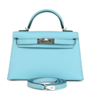 Hermes Kelly Sellier 20 Celeste Epsom Palladium Hardware