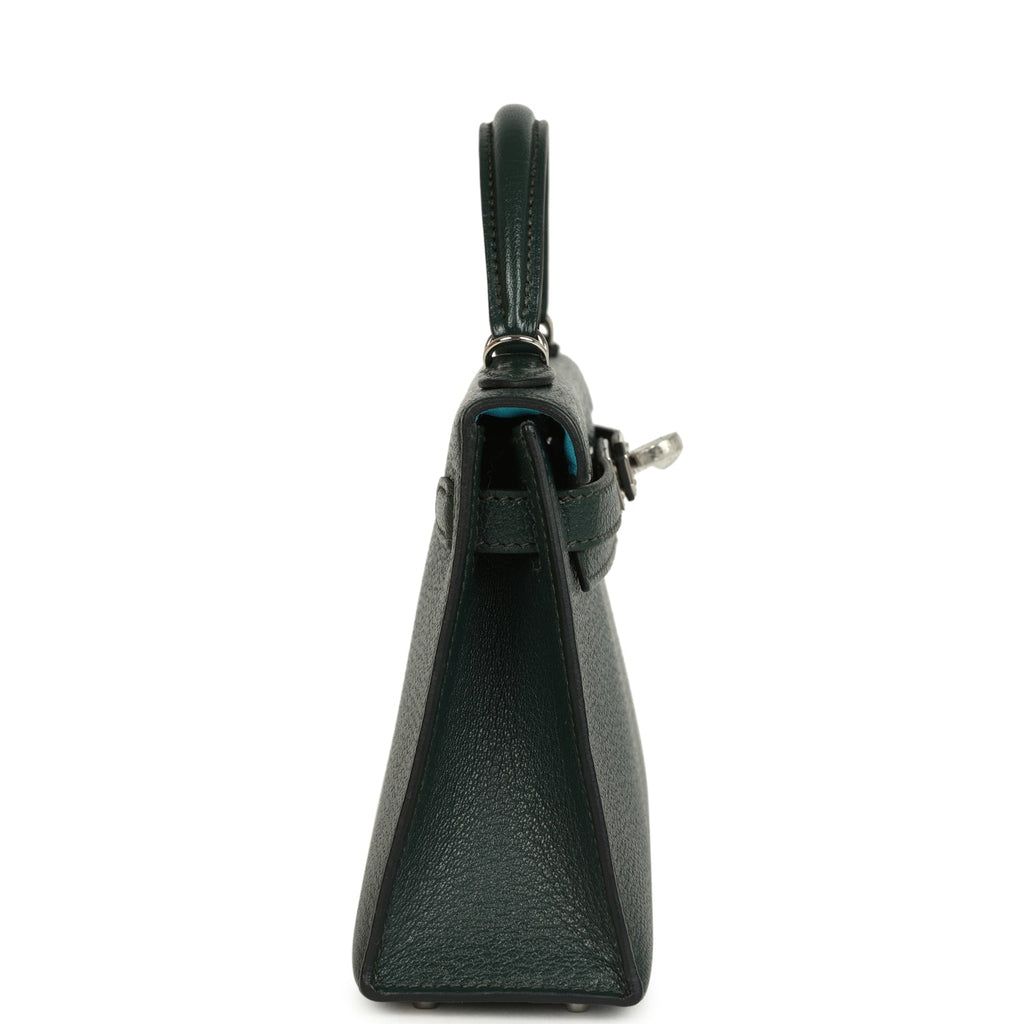 Pre-owned Hermes Kelly Sellier 20 Vert Titien Verso Chevre Mysore Palladium Hardware - Image 4