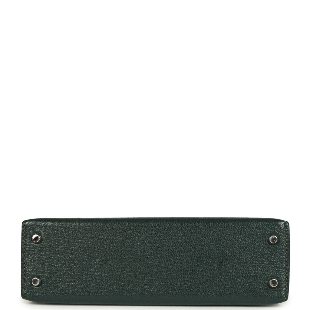 Pre-owned Hermes Kelly Sellier 20 Vert Titien Verso Chevre Mysore Palladium Hardware - Image 7