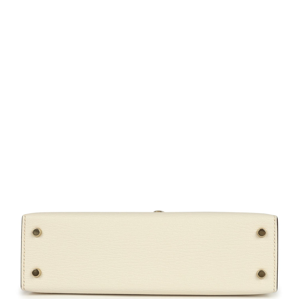 Hermes Special Order (HSS) Kelly Sellier 20 Nata and Etoupe Chevre Mysore Permabrass Hardware - Image 7