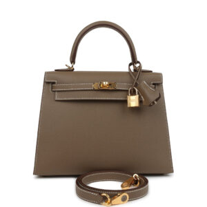 Hermes Kelly Sellier 25 Etoupe Epsom Gold Hardware