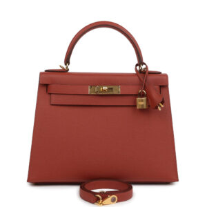 Hermes Kelly Sellier 28 Rouge Venitien Epsom Gold Hardware