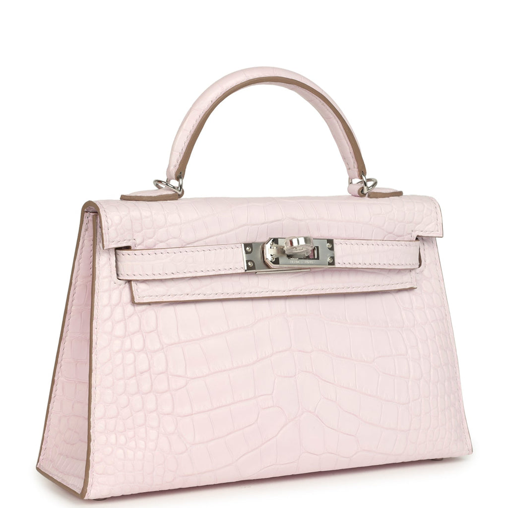 Hermes Kelly Sellier 20 Mauve Pale Boreal Satin Alligator Palladium Hardware - Image 3