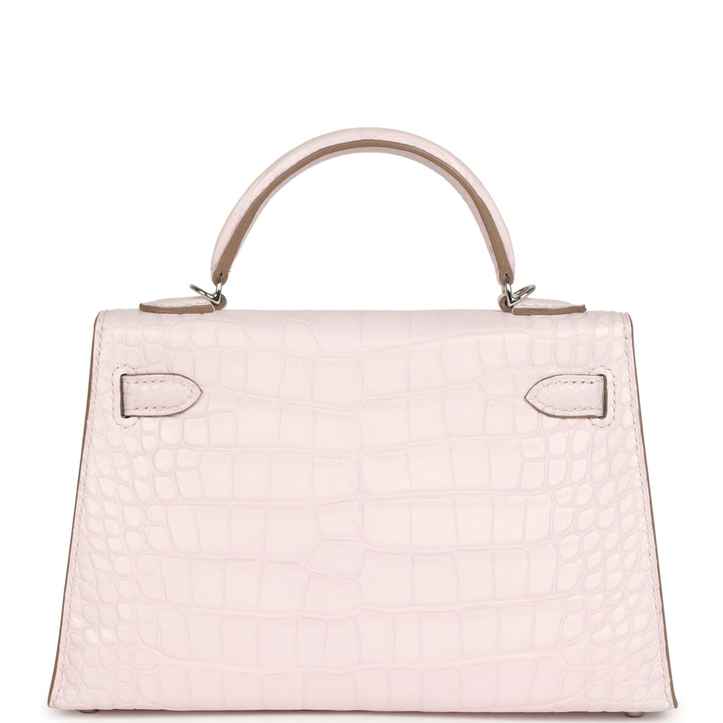 Hermes Kelly Sellier 20 Mauve Pale Boreal Satin Alligator Palladium Hardware - Image 5