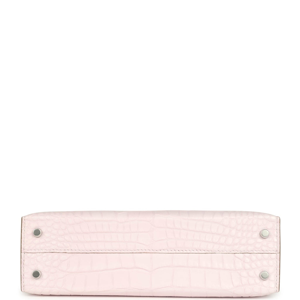 Hermes Kelly Sellier 20 Mauve Pale Boreal Satin Alligator Palladium Hardware - Image 7