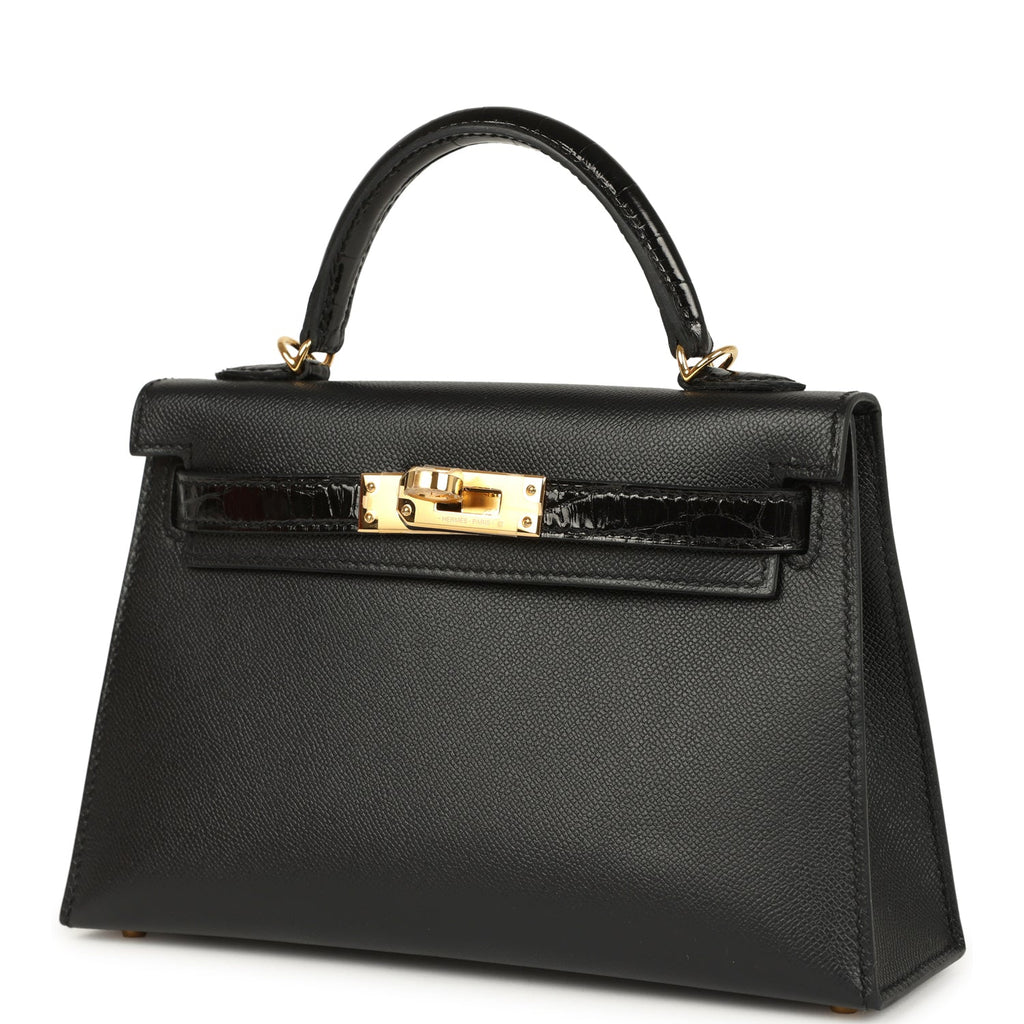 Hermes Kelly Sellier 20 Black Madame and Shiny Alligator Touch Gold Hardware - Image 6