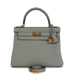 Hermes Kelly Retourne 28 Gris Mouette Togo Gold Hardware