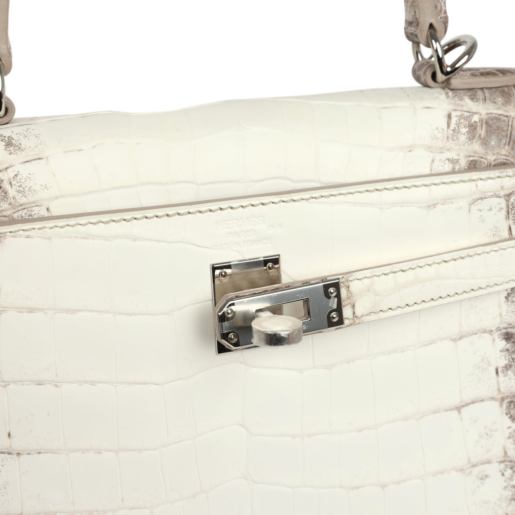 Hermes Kelly Retourne 25 Himalaya Niloticus Crocodile Palladium Hardware - Image 8