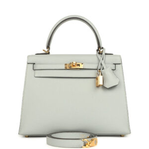 Hermes Kelly Sellier 25 Bleu Glacier Epsom Gold Hardware