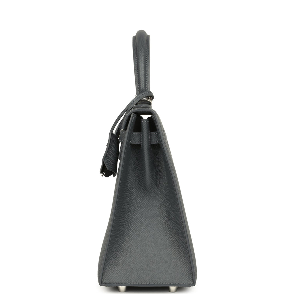 Hermes Kelly Sellier 25 Casaque Etoilee Ardoise Epsom, Black Tadelakt and Vert Peppermint Chevre Mysore Palladium Hardware - Image 4