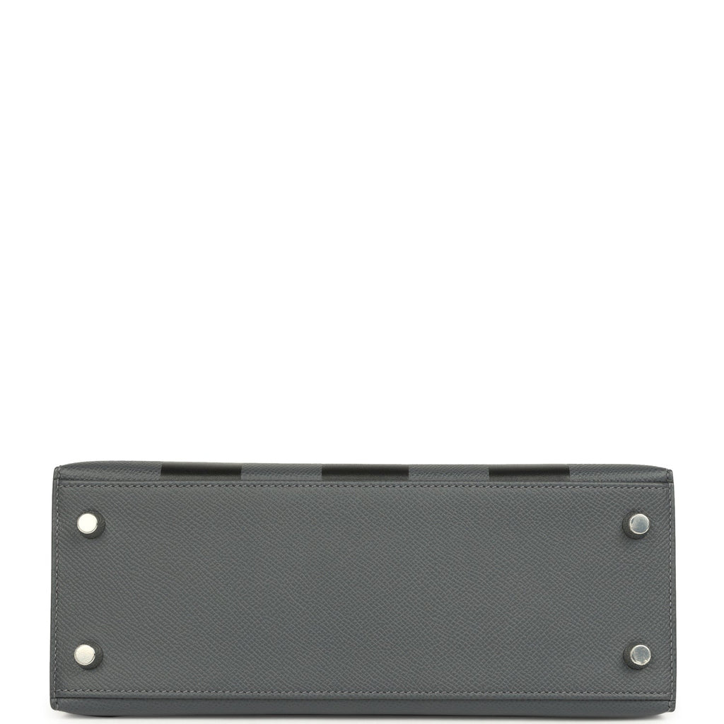 Hermes Kelly Sellier 25 Casaque Etoilee Ardoise Epsom, Black Tadelakt and Vert Peppermint Chevre Mysore Palladium Hardware - Image 7