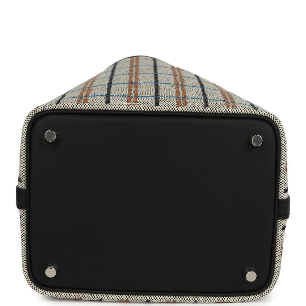 Hermes Picotin Lock 18 Black Swift and Ecru, Bleu, Black and Fauve Toile H Canvas Palladium Hardware - Image 7