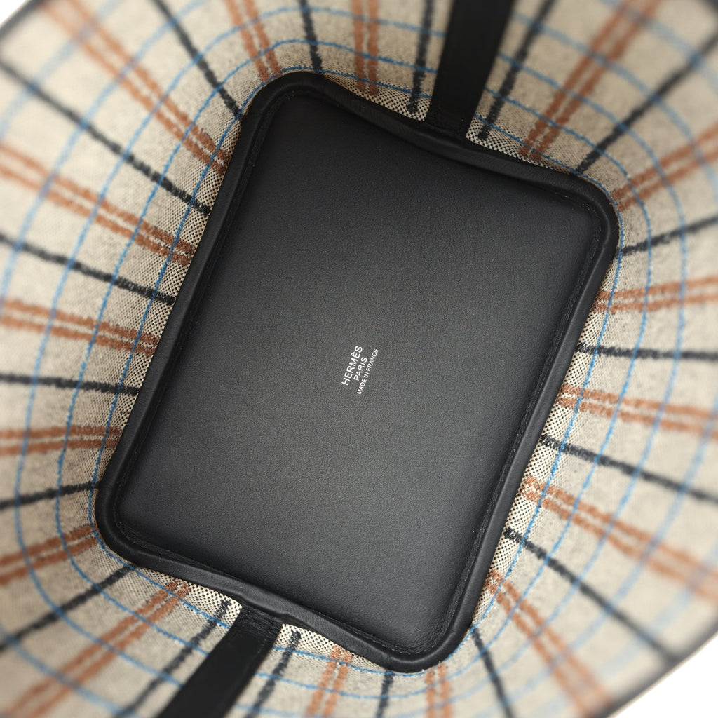 Hermes Picotin Lock 18 Black Swift and Ecru, Bleu, Black and Fauve Toile H Canvas Palladium Hardware - Image 8