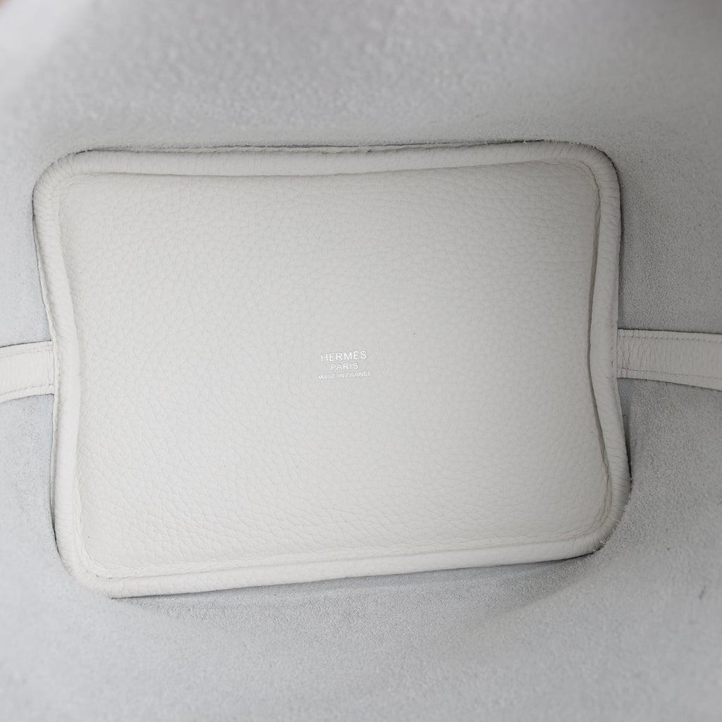 Hermes Picotin Lock Eclat 18 New White Clemence and Sesame Swift Palladium Hardware - Image 7