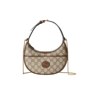 Half-moon-shaped mini bag with Interlocking G Beige and ebony