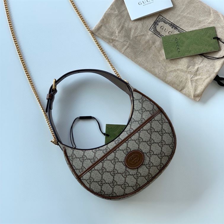 Half-moon-shaped mini bag with Interlocking G Beige and ebony - Image 7