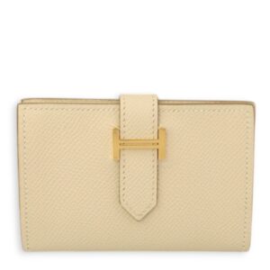 Bearn Mini Craie Wallet in Epsom, Gold hardware