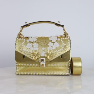 Fendi Bicolor Floral Metallic Kan I Monster Shoulder Bag