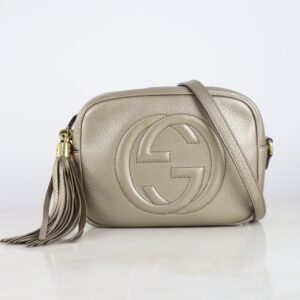 Gucci Metallic Pebbled Small Soho Camera Crossbody Bag