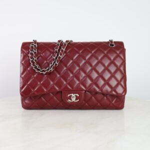 Chanel Burgundy Maxi Classic Single Flap Large Shoulder Bag