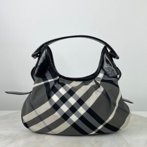 Burberry Black Nylon Beat Check Brooklyn Bag