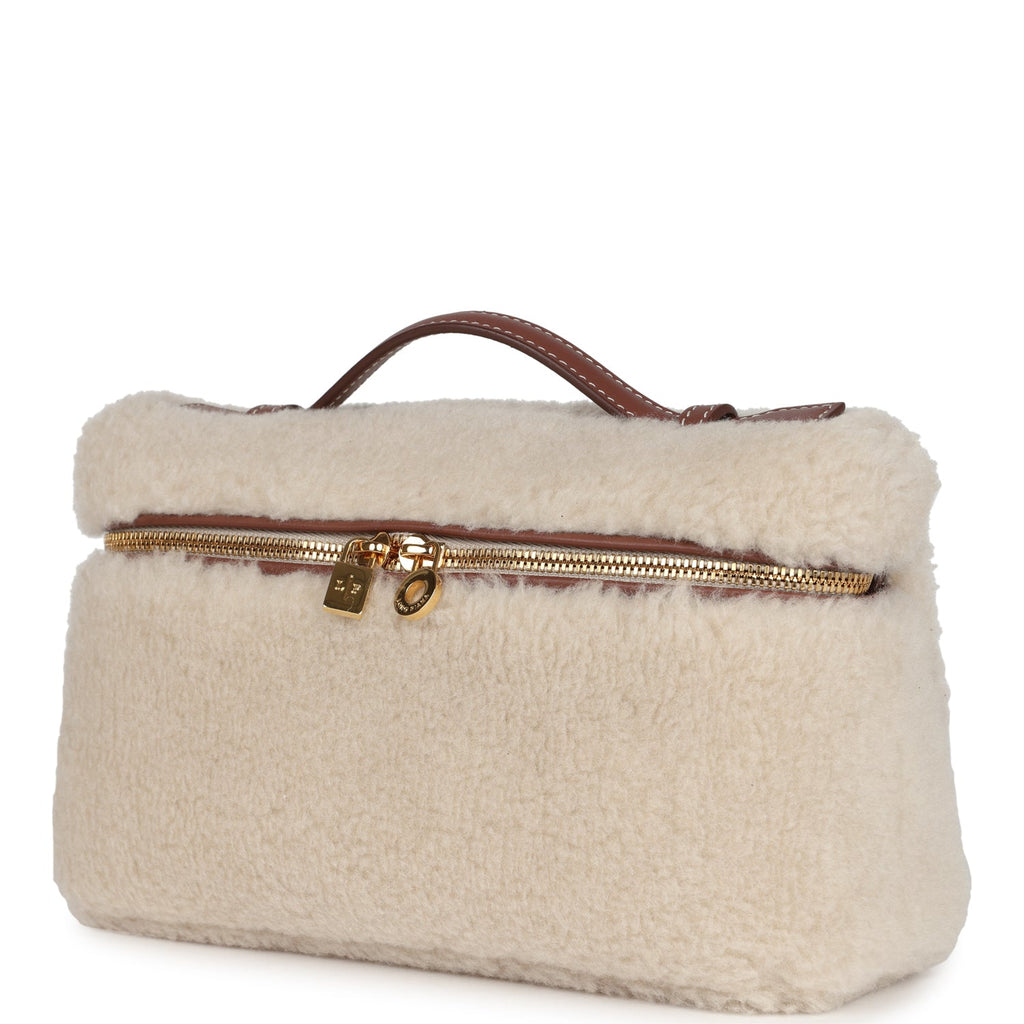 Loro Piana Extra Pocket L19 Pouch Ancient Paper and Sun Gold Cashmere and Silk Gold Hardware - Image 6