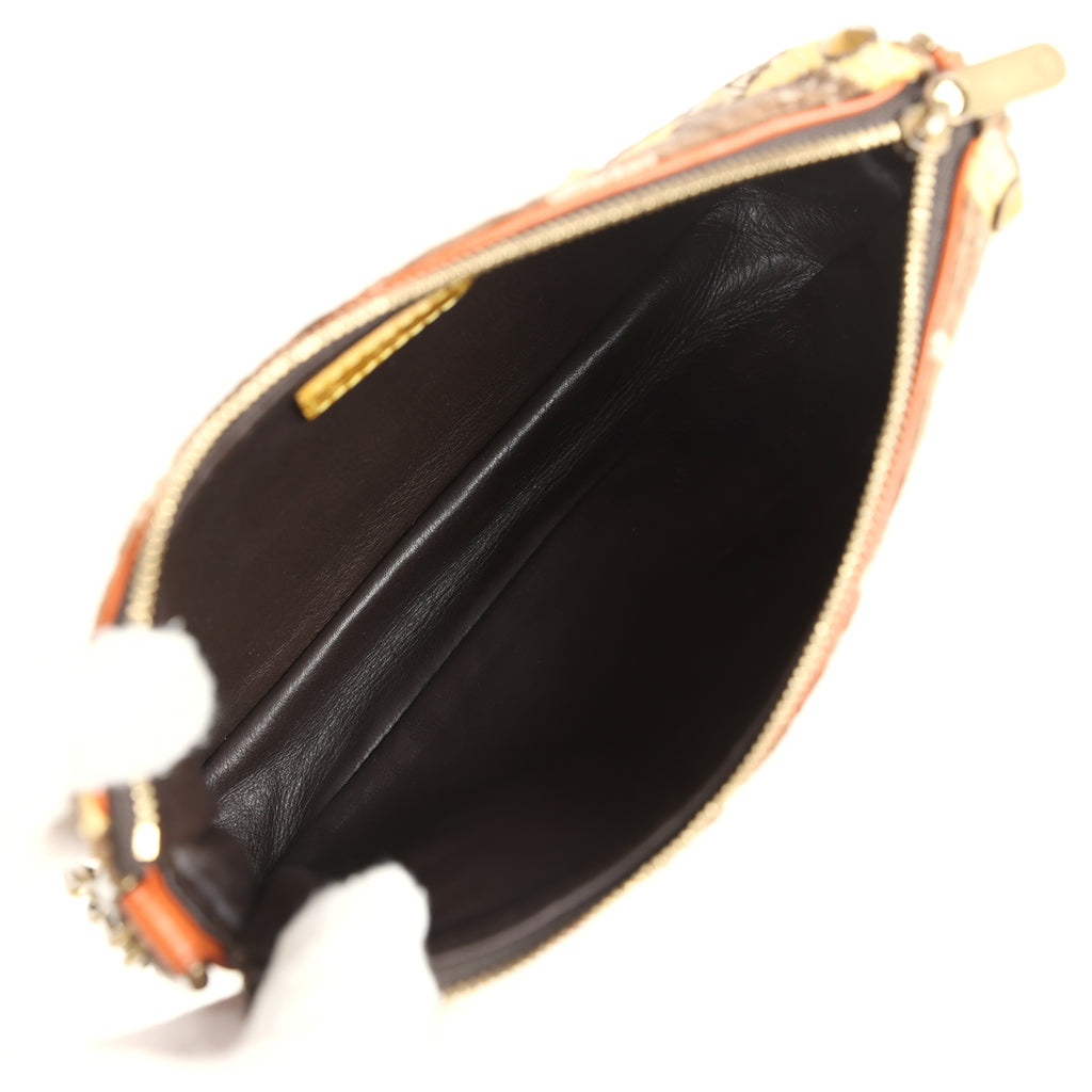 Vintage Louis Vuitton Trompe L'Oeil Pochette Brown and Yellow Velvet Brass Hardware - Image 9