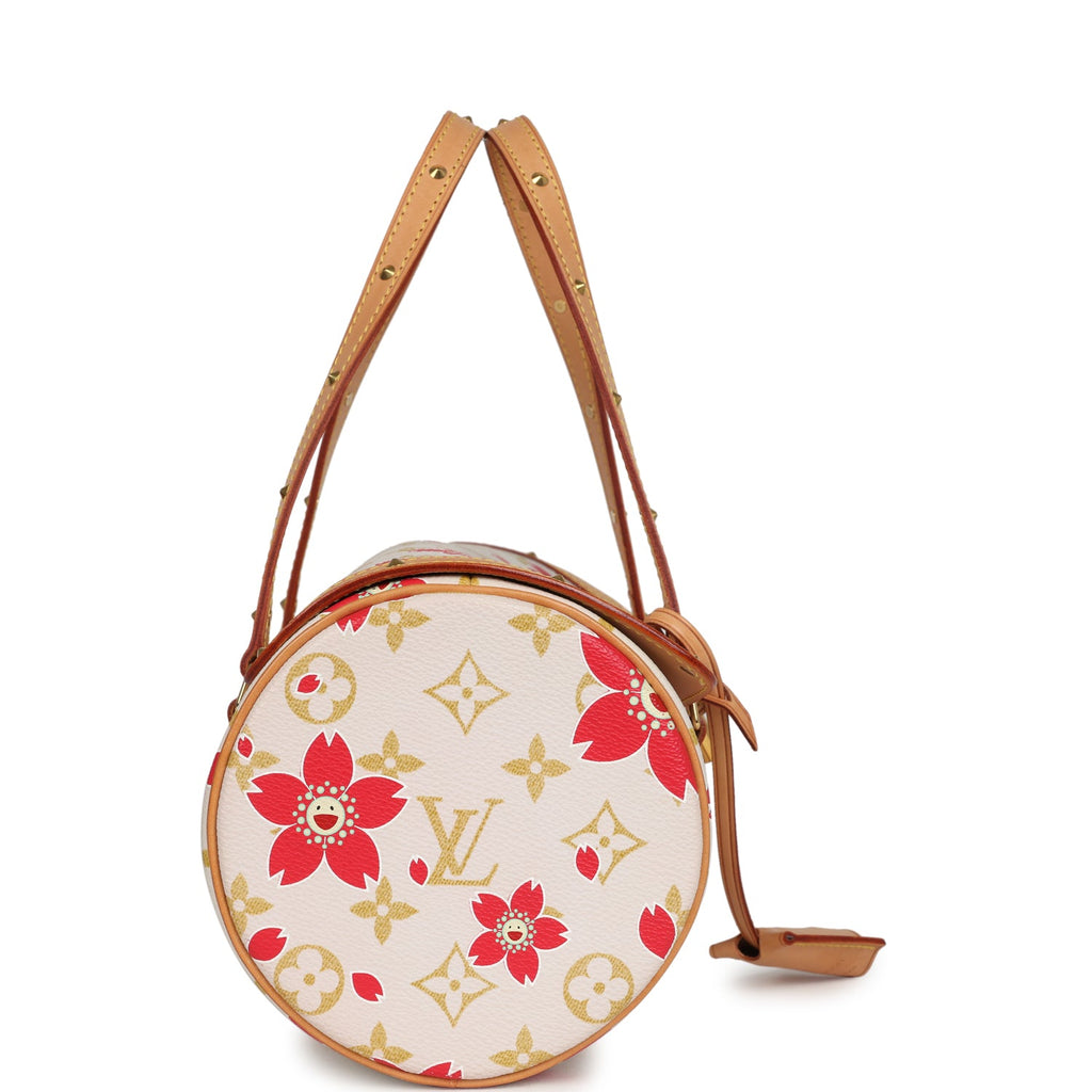 Vintage Louis Vuitton X Takashi Murakami Cream and Red Cherry Blossom Papillon Gold Hardware - Image 4